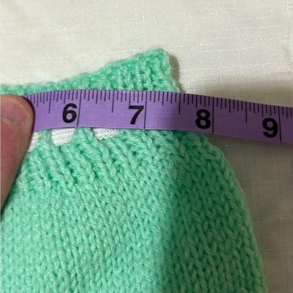 Vintage Green and White Striped Knit Baby Outfit - Picture 10 of 12